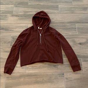 Sky and sparrow burgundy crop zip up hoodie